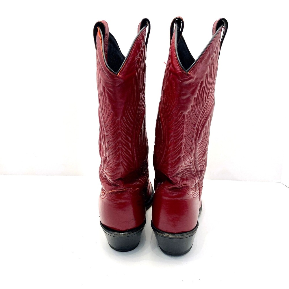 Abilene 9052 Red Leather Cowboy Boots Womens 6 Western Pointed Toe Mid Calf - Picture 5 of 9